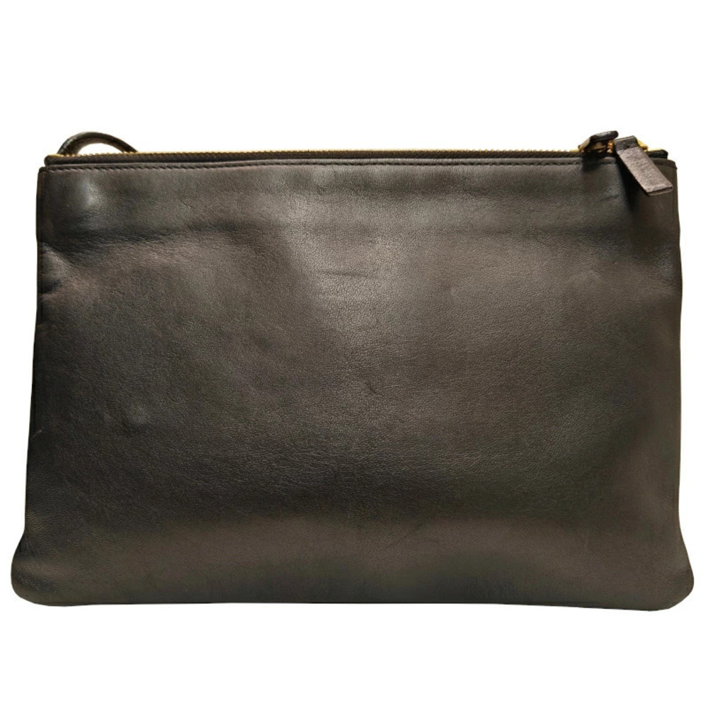 CELINE Trio Shoulder Bag Leather Black